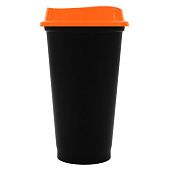 Стакан с крышкой Color Cap Black, черный с оранжевым - фото