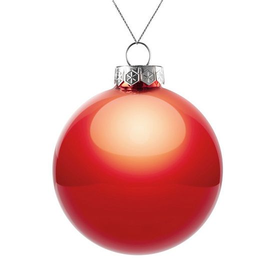 Елочный шар Finery Gloss, 10 см, глянцевый красный - подробное фото