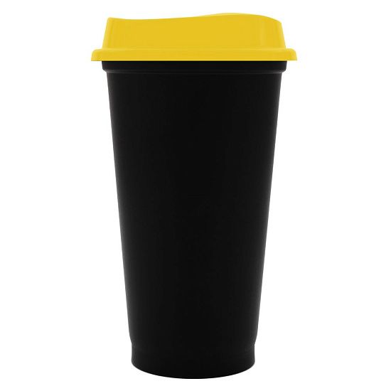 Стакан с крышкой Color Cap Black, черный с желтым - подробное фото