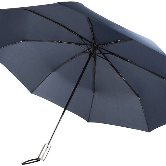 Зонт складной Fiber, темно-синий - подробное фото