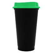Стакан с крышкой Color Cap Black, черный с зеленым - фото