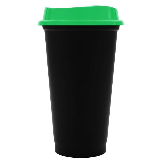 Стакан с крышкой Color Cap Black, черный с зеленым - подробное фото