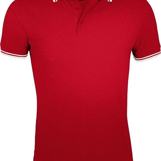 Рубашка поло мужская PASADENA MEN 200 с контрастной отделкой, красная с белым - подробное фото