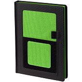 Ежедневник Mobile, недатированный, черный с зеленым - фото