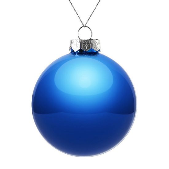 Елочный шар Finery Gloss, 10 см, глянцевый синий - подробное фото