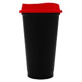 Стакан с крышкой Color Cap Black, черный с красным - фото