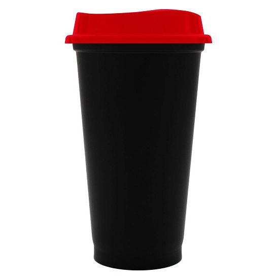 Стакан с крышкой Color Cap Black, черный с красным - подробное фото