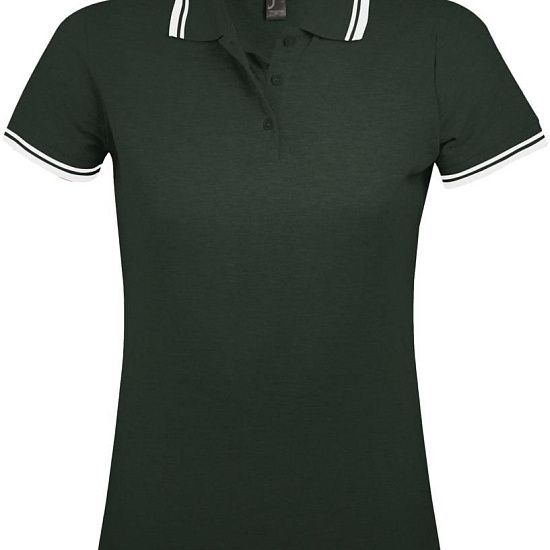 Рубашка поло женская PASADENA WOMEN 200 с контрастной отделкой, зеленая с белым - подробное фото