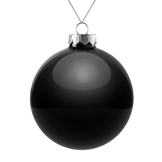 Елочный шар Finery Gloss, 10 см, глянцевый черный - подробное фото