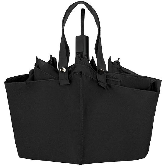 Зонт-сумка складной Stash, черный - подробное фото