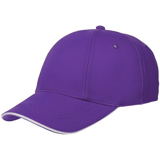 Бейсболка Canopy, фиолетовая с белым кантом - подробное фото