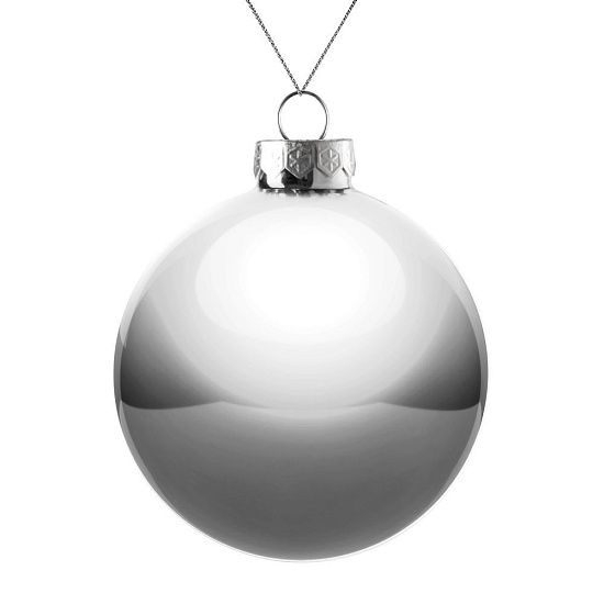 Елочный шар Finery Gloss, 10 см, глянцевый серебристый - подробное фото