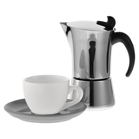 Набор для кофе Cozy Morning, белый с серым - подробное фото